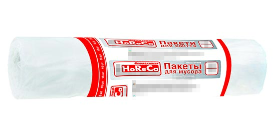 Пакети для сміття ТМ "4HoReCa" 120л 10шт LDPE, 70см х 110см, білі, 31 мкм.